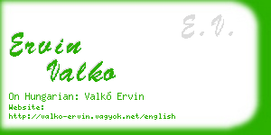 ervin valko business card